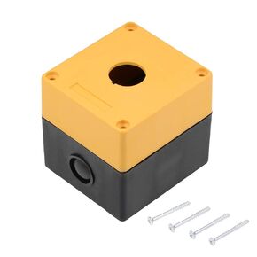 uxcell Push Button Switch Control Station Box 22mm 1 Button Aperture Yellow and Black