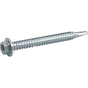 Power Pro Premium Self-Drilling Metal Screws, Zinc Plated Steel, Hex Washer Head Metal to Metal Winged Point Screws, Silver, ¼ x 2-½ inches, Box of 22 Screws