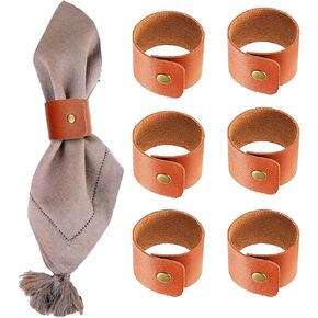 6 قطع من حلقات المناديل الجلدية لعيد الشكر، حامل مناديل ريفي لتزيين الطاولة، حلقات منديل جلدية بنية لمزرعة عيد الميلاد وحفلات الزفاف وعيد الشكر in Kuwait