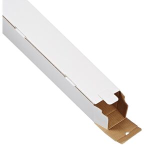 Aviditi Square Corrugated Cardboard Mailing Tubes, 5" x 5" x 43", White, Pack of 25, for Shipping, Storing, Mailing, and Protecting Documents, Blueprints and Posters.