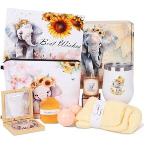 Elephant Gifts for Women, Womens Sunflower Birthday Gifts Elephant Gifts Unique Personalized Self Care Relaxation Gifts Set for Wedding Thanksgiving Christmas Mother's Day