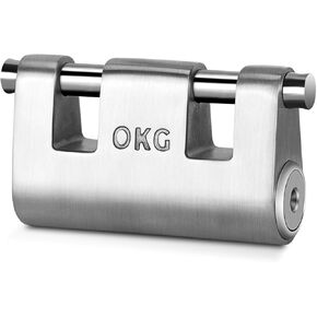 Ultra Secure Stainless Steel Lock - 3 Keys, 2 Rods, Heavy Duty Solid Cast Padlock - 7/16" Shackle, Push Cylinder, Corrosion Proof Outdoor Lock - Combo Security Chain Perfect for 2-Wheeled Vehicles