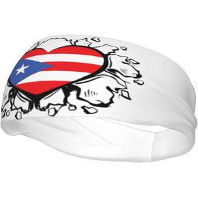 Puerto Rican Flag Headband Stylish Yoga Exercise Hairbands Breathable Sweatbands Workout Running Hair Accessories