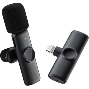 Wireless Lavalier Microphone for iPhone iPad, Live Streaming Mic for iPhone with Charging Hole, Mini Mic for Recording, Vlog, TikTok, YouTube Noise Reduction Auto-Sync (NO APP or Bluetooth Needed)