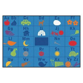 Carpets for Kids KID$Value PLUS 72.93 Alphabet Seating Classroom Rug 6ft x 9ft Rectangle Blue