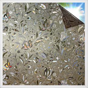 rabbitgoo Window Privacy Film, Decorative Stained Glass Window Film, Heat Blocking Window Clings, Renter-Friendly Static Cling Frosted Window Sticker Covering for Home, Taupe Tulip 17.5" x 78.7"