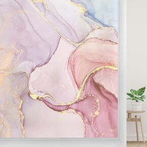 Marble Rouge Texture Window Privacy Film Static Cling No Glue Frosted Window Film Stained Glass Window Film Coverings for Bathroom Living Room Glass Sticker (17.8" x 39.3" (45 x 100 cm))