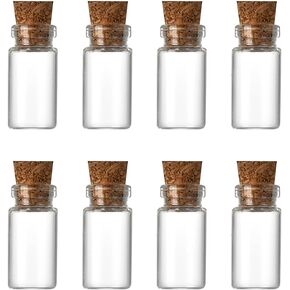 20 Pcs 1ml Mini Clear Glass Jars Bottles Small Wishing Message Bottles DIY Decoration Vials Craft Wish Bottles with Cork Stoppers