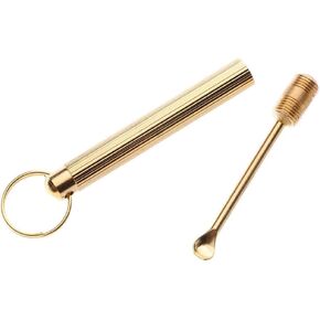Gold Folding Type Copper Ear Wax Removal, Earwax Cleaner Ear Spoon, Portable Ear Wax Removal Tool Attached Key Ring Mini Tool Supplies Beauty and Personal Care