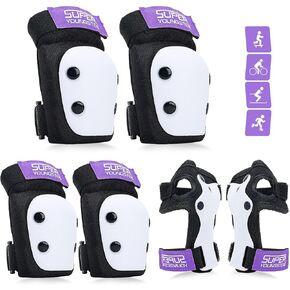 Adjustable Kids Knee Pads Elbow Pads Wrist Guards Set for 3-8 Years Child Protective Gear Set for Roller Skates,BMX,Bike,Cycling, Skateboard, Inline Skating, Scooter Riding Sports,Football