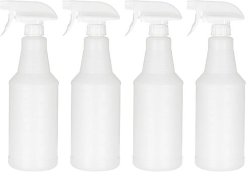 PATIKIL 750ml/24oz Plastic Spray Bottles, 4pcs Adjustable Nozzle Leak Proof Empty Water Mist Stream Sprayer for Cleaning Solutions Plants Hair, White in Saudi Arabia