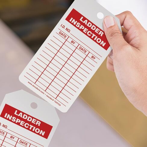 100 Tags by-The-Roll, Ladder Inspection Tags with Record, US Made OSHA Compliant Ladder Tags, Waterproof PF-Cardstock, Resists Tears, 6.25"x3", TAR703 in Saudi Arabia