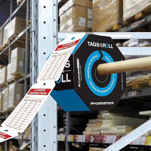 100 Tags by-The-Roll, Ladder Inspection Tags with Record, US Made OSHA Compliant Ladder Tags, Waterproof PF-Cardstock, Resists Tears, 6.25"x3", TAR703 in Saudi Arabia