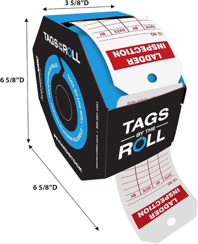 100 Tags by-The-Roll, Ladder Inspection Tags with Record, US Made OSHA Compliant Ladder Tags, Waterproof PF-Cardstock, Resists Tears, 6.25"x3", TAR703 in Saudi Arabia