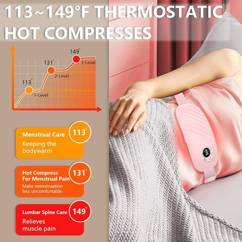 Portable Heating Pads for Cramps, Period Heating Pad for Cramps 5s Fast Heating with 3 Heating Levels and 3 Vibration Massage Modes, Back or Belly Pain Relief Heating Pad for Women and Girl in Saudi Arabia