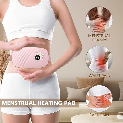 Portable Heating Pads for Cramps, Period Heating Pad for Cramps 5s Fast Heating with 3 Heating Levels and 3 Vibration Massage Modes, Back or Belly Pain Relief Heating Pad for Women and Girl in Saudi Arabia