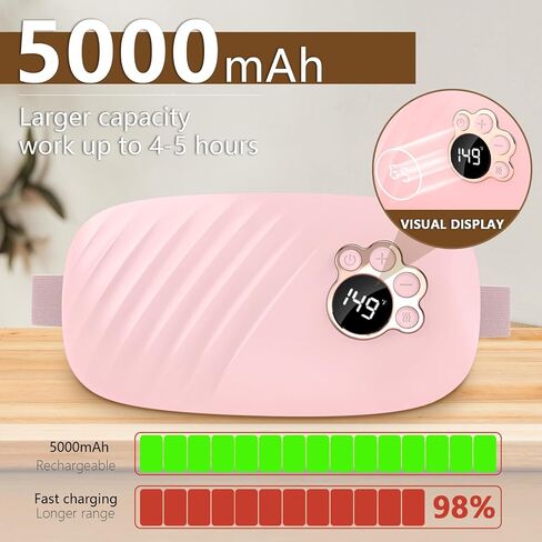 Portable Heating Pads for Cramps, Period Heating Pad for Cramps 5s Fast Heating with 3 Heating Levels and 3 Vibration Massage Modes, Back or Belly Pain Relief Heating Pad for Women and Girl in Saudi Arabia