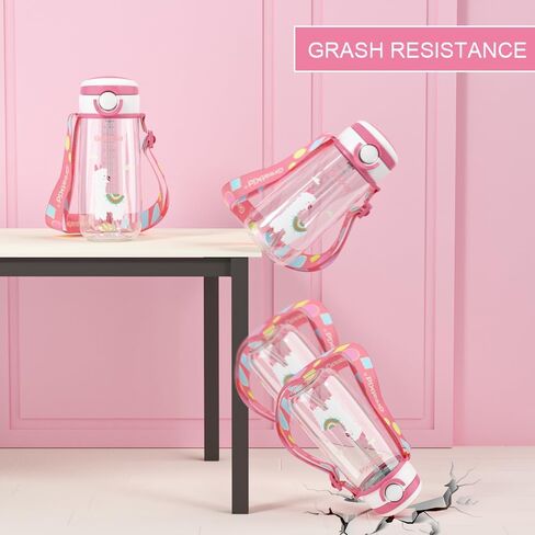 Bunnytoo Water Bottle for Active Children Over 2 Years with Soft Straw, Convenient Handle, and Spill-Proof Design 16oz (Alpaca,Pink) in Saudi Arabia