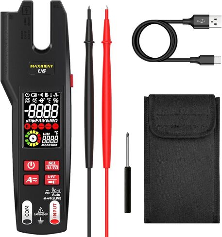 DC AC Clamp Meter 6000 Counts True RMS Digital Multimeter Amp Resistance Frequency Live Check V-Alert Continuity Voltage Tester with Back Clip in Saudi Arabia
