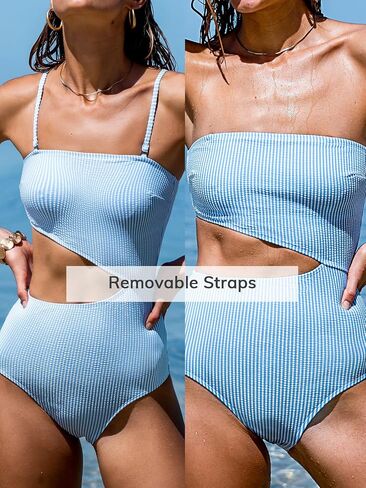 CUPSHE Women's One Piece Swimsuit Square Neck Bathing Suit Adjustable Removable Straps Side Cutout Swimwear in Saudi Arabia
