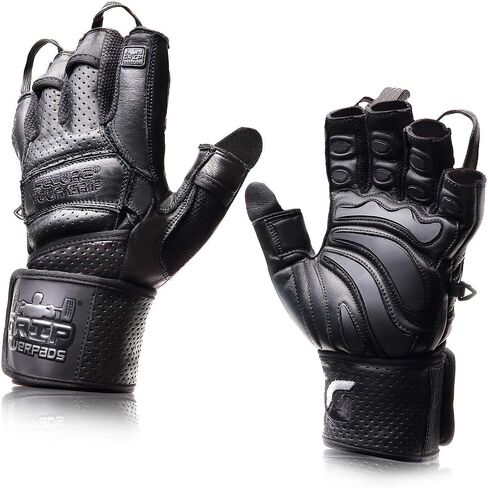 Elite Leather Gym Gloves with Built in 2" Wide Wrist Wraps Grip & Design for WeightLifting Power Lifting Bodybuilding & Strength Training Workout Exercises in Saudi Arabia
