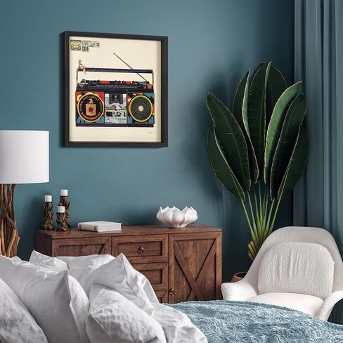 Empire Art Direct "CIA Boombox مجموعة فنية ثلاثية الأبعاد مصنوعة يدويًا، تحت الزجاج، مغطاة بإطار صندوق ظل أسود، جاهزة للتعليق، غرفة المعيشة، غرفة النوم والمكتب، 25 بوصة × 25 بوصة × 1.4 بوصة in Saudi Arabia