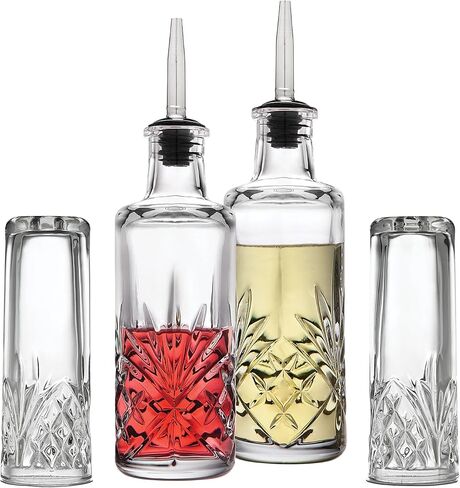 Godinger Oil and Vinegar Dispenser Cruet Set and Salt and Pepper Shakers Set, Condiment Pourer Bottle and Salt and Pepper Shaker - Dublin Crystal Collection… in Saudi Arabia