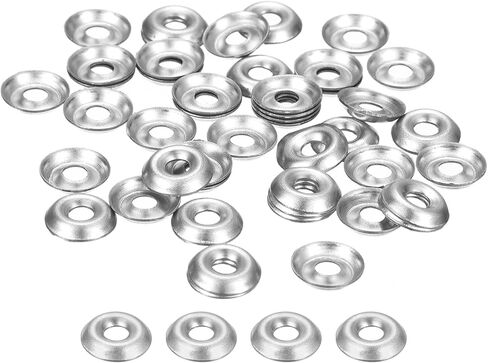 uxcell 50 Pcs Countersunk Washers, 4 Stainless Steel Countersunk Finish Washers Screw Gaskets for Mechanical Accessories Parts, Silver in Saudi Arabia