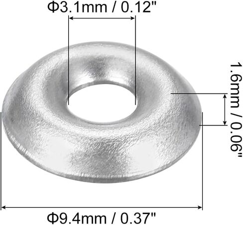 uxcell 50 Pcs Countersunk Washers, 4 Stainless Steel Countersunk Finish Washers Screw Gaskets for Mechanical Accessories Parts, Silver in Saudi Arabia
