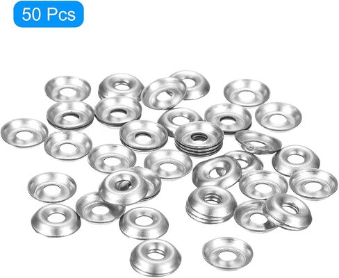 uxcell 50 Pcs Countersunk Washers, 4 Stainless Steel Countersunk Finish Washers Screw Gaskets for Mechanical Accessories Parts, Silver in Saudi Arabia