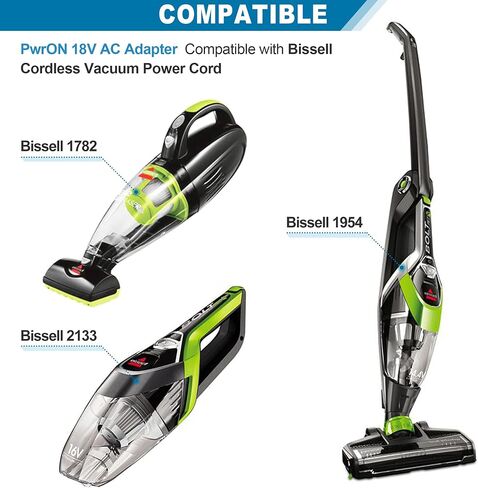 PwrON AC Adapter 18V for Bissell Bolt 14.4V Lithium Battery Max Pet Hair Eraser 1954 2133 Series 1610368 1608660 19542 19543 1782 17823 Bissell Cordless Vacuum Power Cord in Saudi Arabia