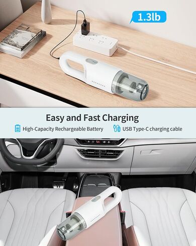 Handheld Vacuum Cordless, 12000PA Strong Suction Hand Vacuum, Lightweight Handheld Pet Vacuum, Wireless Handheld Car Vacuum Cleaner for Car Home and Office in Saudi Arabia