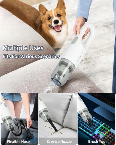 Handheld Vacuum Cordless, 12000PA Strong Suction Hand Vacuum, Lightweight Handheld Pet Vacuum, Wireless Handheld Car Vacuum Cleaner for Car Home and Office in Saudi Arabia