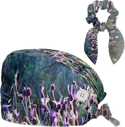 Adjustable Surgical Caps Nurse, Working Cap with Bow Hair Rings for Women, Camera Parrot Flamingo Bouffant Scrub Hat in Saudi Arabia