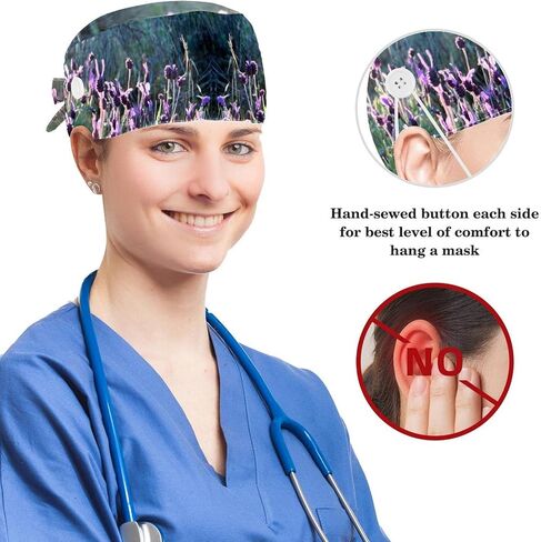 Adjustable Surgical Caps Nurse, Working Cap with Bow Hair Rings for Women, Camera Parrot Flamingo Bouffant Scrub Hat in Saudi Arabia