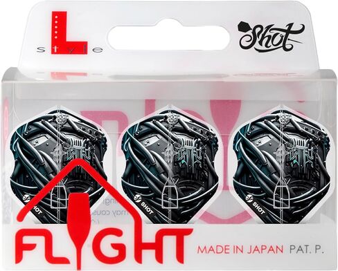 Shot! Darts Dart Flights- L-Style EZ L1 Standard Shape AI Cyberpunk Dart Flight Set, Ultra-durable, 150 Micron, 90 degrees-Pre molded fins for maximum accuracy and perfect aerodynamics in Saudi Arabia