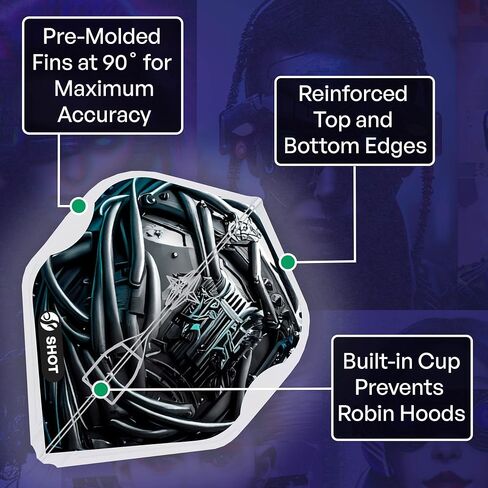 Shot! Darts Dart Flights- L-Style EZ L1 Standard Shape AI Cyberpunk Dart Flight Set, Ultra-durable, 150 Micron, 90 degrees-Pre molded fins for maximum accuracy and perfect aerodynamics in Saudi Arabia