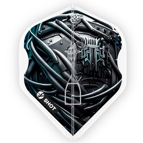 Shot! Darts Dart Flights- L-Style EZ L1 Standard Shape AI Cyberpunk Dart Flight Set, Ultra-durable, 150 Micron, 90 degrees-Pre molded fins for maximum accuracy and perfect aerodynamics in Saudi Arabia