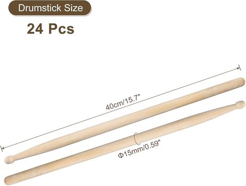 MECCANIXITY 12 Pairs Maple Wood Drumstick Anti Slip Handle Grips 7A Classic Drum Stick Wood Tip for Drumming Musical Instrument Percussion - 13.5mmx39cm in Saudi Arabia