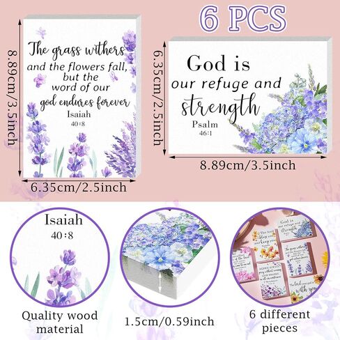 6 Pieces Bible Verse Mini Wood Signs Inspirational Christian Wooden Decors Farmhouse Wood Decor Inspirational Rustic Decorative Sign Scripture Tabletop Art Decor Wood Blocks for Home Table in Saudi Arabia
