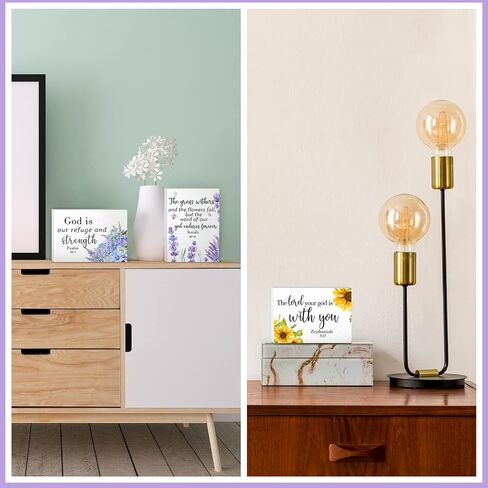 6 Pieces Bible Verse Mini Wood Signs Inspirational Christian Wooden Decors Farmhouse Wood Decor Inspirational Rustic Decorative Sign Scripture Tabletop Art Decor Wood Blocks for Home Table in Saudi Arabia