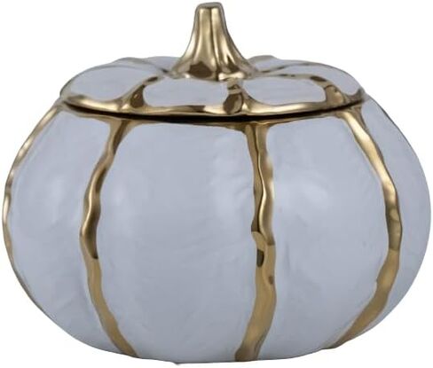 Modern decorative jars with lids, storage jars for home decor, gold edged decorative small jars (white) (small) in Saudi Arabia