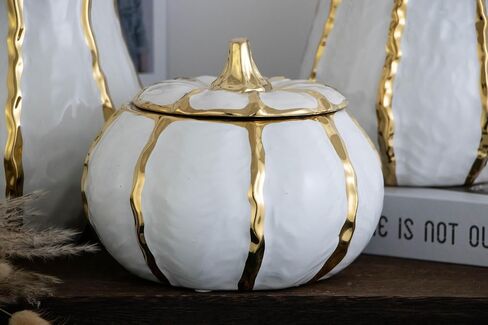 Modern decorative jars with lids, storage jars for home decor, gold edged decorative small jars (white) (small) in Saudi Arabia