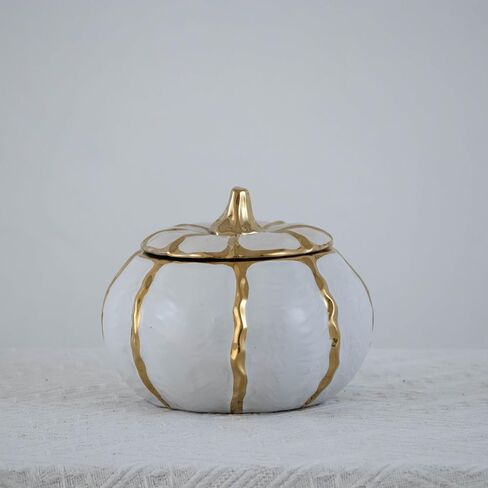 Modern decorative jars with lids, storage jars for home decor, gold edged decorative small jars (white) (small) in Saudi Arabia