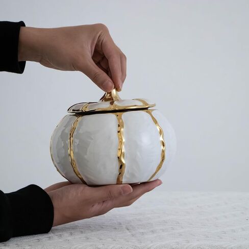 Modern decorative jars with lids, storage jars for home decor, gold edged decorative small jars (white) (small) in Saudi Arabia