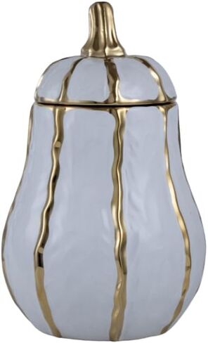 Modern decorative jars with lids, storage jars for home decor, gold edged decorative small jars (white) (small) in Saudi Arabia