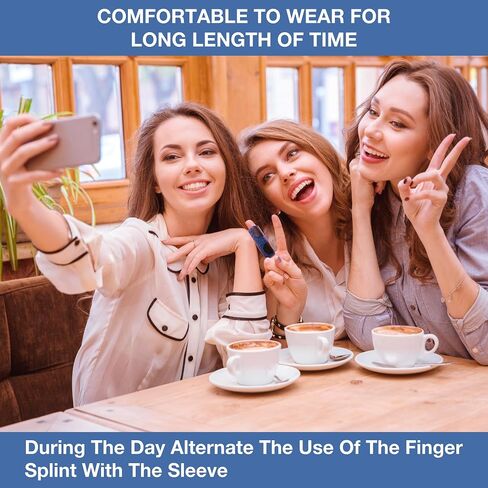 Finger Splint For Women - 2 Splints & 2 Sleeves - Brace For Trigger Finger, Mallet & Broken Finger, Arthritis & Straightening - Pinky, Middle, Ring, Index Fingers & Kids in Saudi Arabia