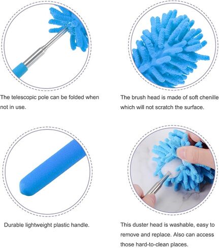 MECCANIXITY Microfiber Duster for Cleaning, 11 to 31 Inch Washable Extendable Brush for Window, Furniture, Ceiling Fan, Purple in Saudi Arabia