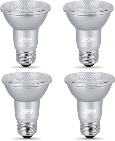 Feit Electric PAR20 LED Bulbs, 50W Equivalent, Dimmable Spotlight Bulbs, 3000k Bright White, E26 Base, 90 CRI, 450 Lumen, 22-Year Lifetime, PAR20 Flood Light Bulbs, Damp Rated, PAR20DM/930CA/4, 4 Pack in Saudi Arabia