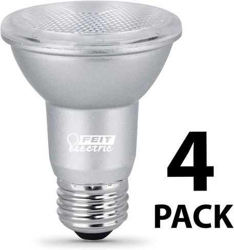 Feit Electric PAR20 LED Bulbs, 50W Equivalent, Dimmable Spotlight Bulbs, 3000k Bright White, E26 Base, 90 CRI, 450 Lumen, 22-Year Lifetime, PAR20 Flood Light Bulbs, Damp Rated, PAR20DM/930CA/4, 4 Pack in Saudi Arabia